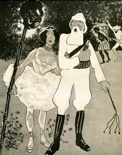 Leopoldo II e Cleo de Merode cantano un duetto di operetta, 1904 da Georges d 1878 1937 Ostoya