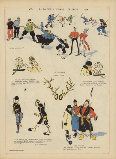 Satira sulla guerra russo-giapponese. Illustrazione per Le Rire da Georges d 1878 1937 Ostoya