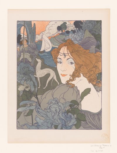 Dama con gentiluomo e levriero presso un fiume Le retour da Georges de Feure