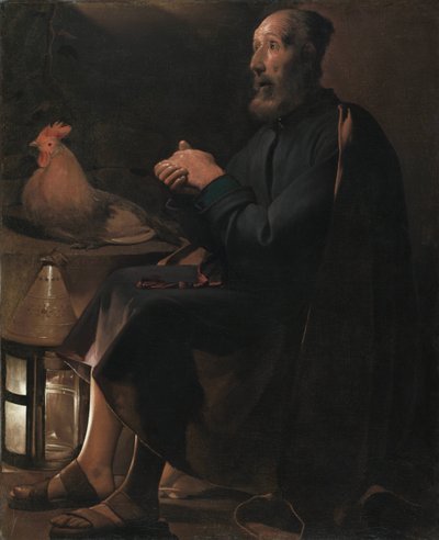Francese: Les larmes de Saint-Pierre Saint Peter Repentant da Georges de La Tour