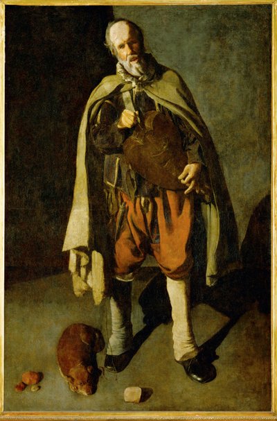 Giocatore con cane (dipinto su tela) da Georges de la Tour