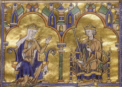 Blanche di Castiglia e re Luigi IX di Francia, dalla Bibbia moralizzata di San Luigi, circa 1227-1234 da Georgia Levan Ramishvili from Tbilisi