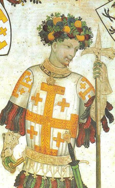 Manfredi I di Saluzzo raffigurato come Goffredo di Buglione, affresco di Giacomo Jaquerio, 1420 (25958141210) da Georgia Levan Ramishvili from Tbilisi
