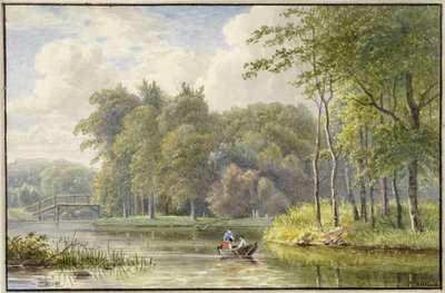 Paesaggio con figure in una barca a remi da Georgius Jacobus Johannes van Os