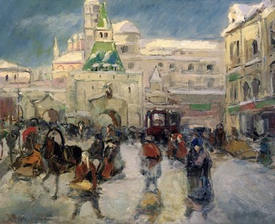 La Piazza Iljinskaja, Mosca, c.1910 da Georgiy Alexandrovich Lapshin