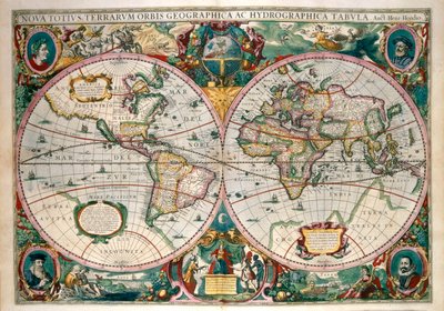 Mappa del mondo, Amsterdam 1633 da Gerard (after) Mercator