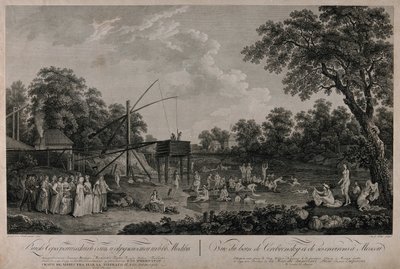 Vista delle case da bagno di Serebryanichesky a Mosca, 1796 da Gerard Barthe de la