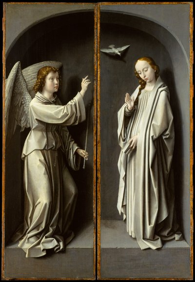 Arcangelo Gabriele; La Vergine Annunciata, c.1510 (olio su pannello di quercia) da Gerard David