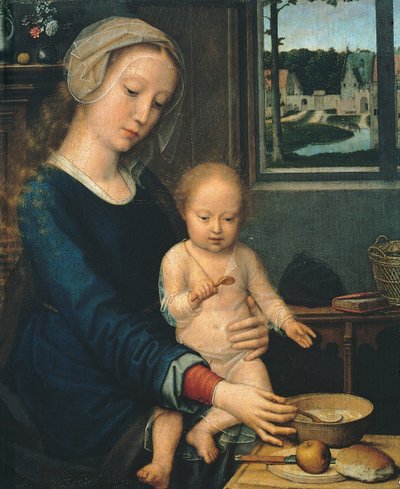 Madonna e Bambino con la zuppa di latte, 1510-1515 da Gerard David