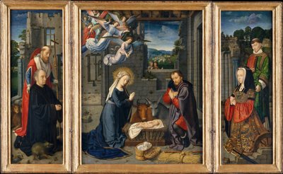 La Natività con donatori e santi Girolamo e Leonardo, ca. 1510-15 da Gerard David