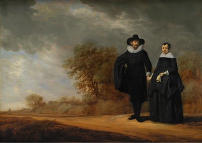 Borgomastro Cornelis Damasz. van der Gracht e sua moglie, Jopken Jacobs, in un paesaggio da Gerard Donck