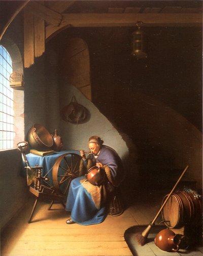Interno con una donna che mangia porridge da Gerrit Dou