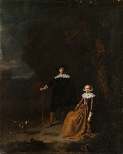 Ritratto di una coppia in un paesaggio da Gerrit Dou