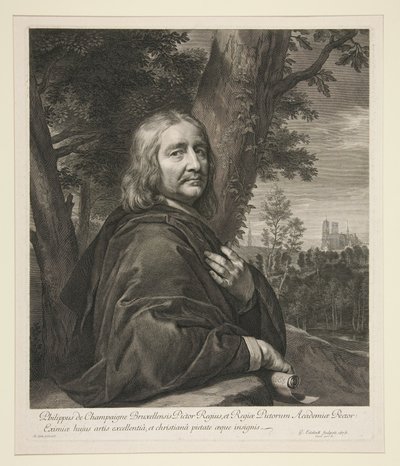 Philippe de Champaigne in piedi in un paesaggio da Gérard Edelinck