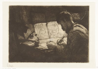 Autoritratto al tavolo da disegno da Gerard Jan Bos (signed by artist)