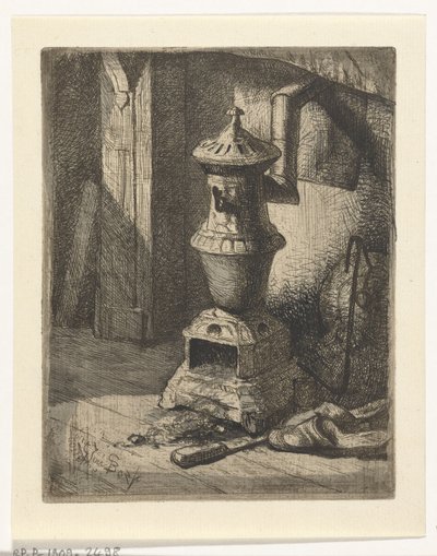 Studio di un interno con stufa da Gerard Jan Bos