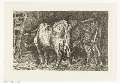 Due mucche vicino a una mangiatoia da Gerard Jan Bos