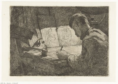 Autoritratto al tavolo da disegno da Gerard Jan Bos