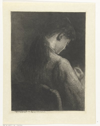 Ragazza seduta vista di schiena da Gerard Jan Bos