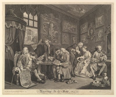 Matrimonio alla moda, Tavola I da Gerard Jean Baptiste Scotin