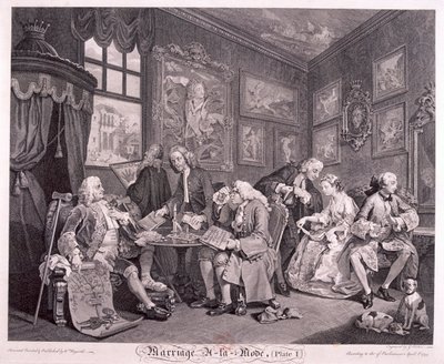 Matrimonio alla moda, 1745, tavola I da Gerard Jean Baptiste Scotin