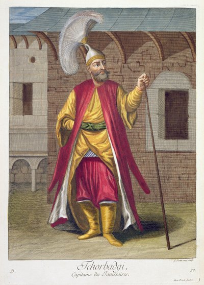 Tchorbadji, capitano dei giannizzeri, XVIII secolo da Gerard Jean Baptiste Scotin