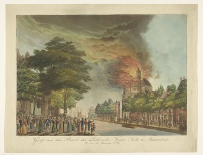 Incendio nella Nuova Chiesa Luterana sul Singel ad Amsterdam, 18 settembre 1822 da Gerard Overman