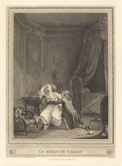 Il pentimento tardivo da Gerard Rene Le Vilain after Nicolas Lavreince