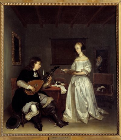 Il Duo; cantante e suonatore di liuto teorbo da Gerard ter Borch