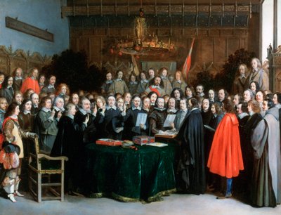Il giuramento di ratifica del Trattato di Münster, 1648 da Gerard Terborch II