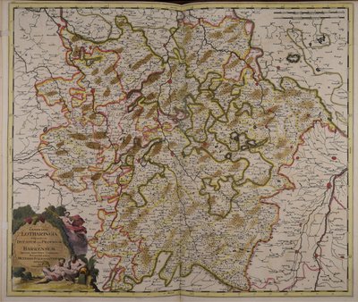 Generalis Lotharingia dispartita in ducatum ejus proprium et Barrensem quorum intra fines continentur episcopatus Metensis, Tullensis, Verdunensis da Gerard Valck