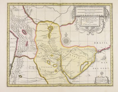Provincia del Paraguay del Rio de la Plata con le regioni adiacenti Tucuman e Santa Cruz de la Sierra da Gerard Valck