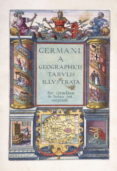 Pagina del titolo alla parte 2, "Germania geographicus tabulis illustrata", 1593 da Gerard de Jode