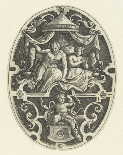 Decorazione piatta: Ercole strangola i due serpenti nella culla da Gerard de Jode