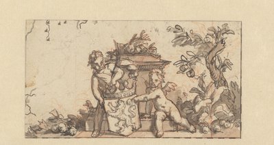 Progetto per un vignetta con due putti con lo stemma dell