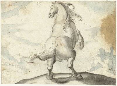 Cavallo impennato davanti a un porto italiano da Gerard ter Borch (I)