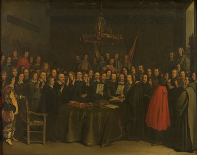 Ratifica della Pace di Münster tra Spagna e Repubblica Olandese nel Municipio di Münster, 15 maggio 1648 da Gerard ter Borch (II) (copy after)