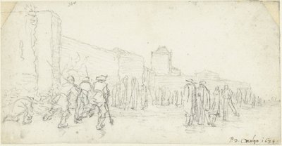 Divertimenti sul ghiaccio presso la Zijlpoort a Haarlem da Gerard ter Borch (II)