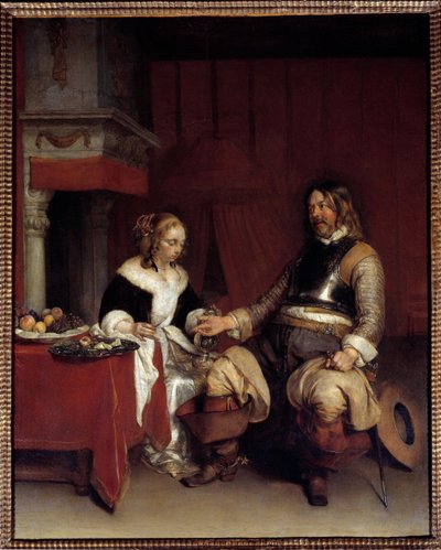 Il galante militare o giovane donna a cui un uomo offre denaro da Gerard ter Borch