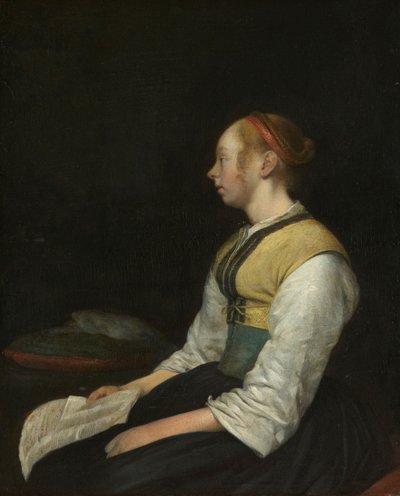 Ragazza seduta in costume contadino da Gerard ter Borch
