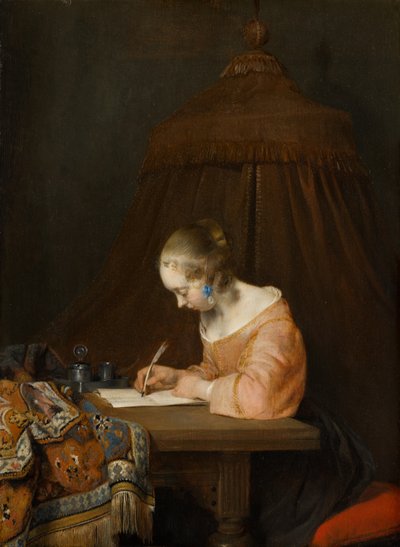 Donna che scrive una lettera da Gerard ter Borch