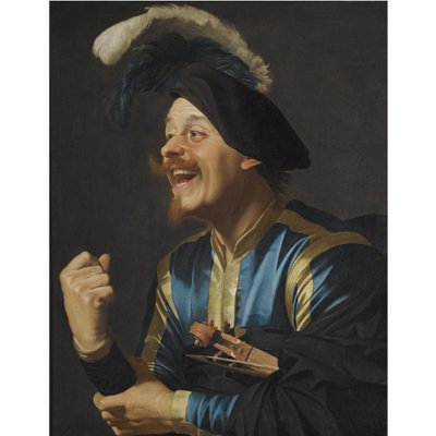 Musicista ridente con un violino sotto il braccio da Gerard van Honthorst