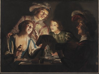 Gruppo musicale alla luce delle candele da Gerard van Honthorst