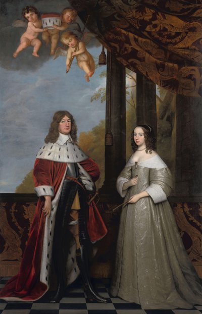 Ritratto di Friedrich Wilhelm (1620-88), Elettore di Brandeburgo, e sua moglie Louise Henriette (1627-67), Contessa di Orange-Nassau da Gerard van Honthorst