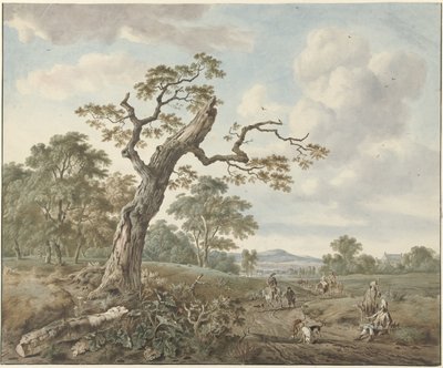 Paesaggio con gruppo di caccia su una strada di campagna da Gerard van Nijmegen