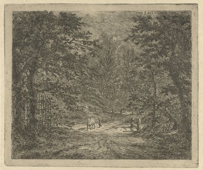 Pastorella con mucca nel bosco (La mucca nel bosco di Bentheim) da Gerardus Emaus de Micault