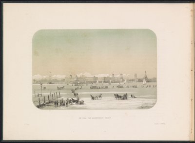 Divertimenti sul ghiaccio sul fiume Mosa a Rotterdam, visto da Katendrecht, 1855 da Gerardus Johannes Bos