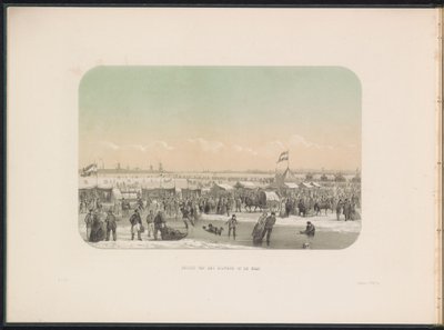 Divertimenti sul ghiaccio sulla Mosa a Rotterdam, visto dal bastione, 1855 da Gerardus Johannes Bos