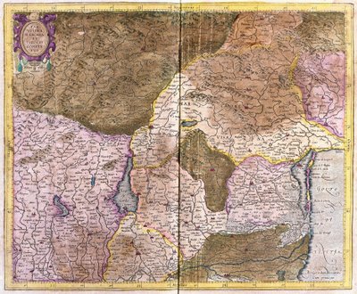 Golfo di Venezia fino al Tirolo, centrato sul Lago di Garda e Verona, Italia (incisione) da Gerardus Mercator