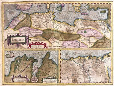 Nord Africa con assedio di Tunisi e delta del Nilo (incisione) da Gerardus Mercator